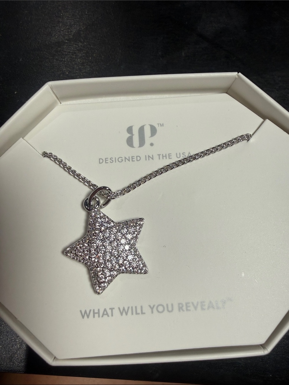 Sparkling Silver Star Pendant Necklace - bp